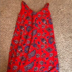 red and blue dress